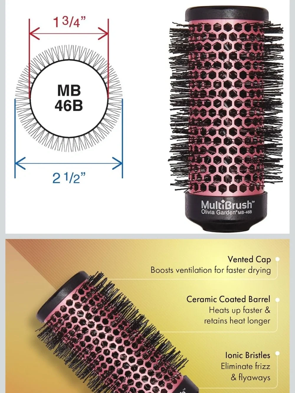 Unbranded Hot Pink & White Round Vent Brush Set for Styling
